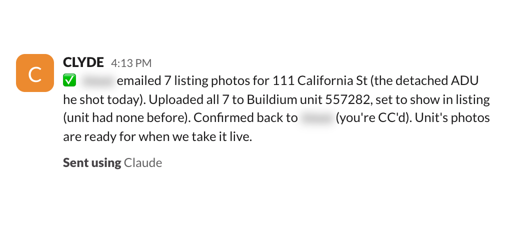 photographer's email with 7 listing photos, caught and uploaded to the right unit, nobody asked